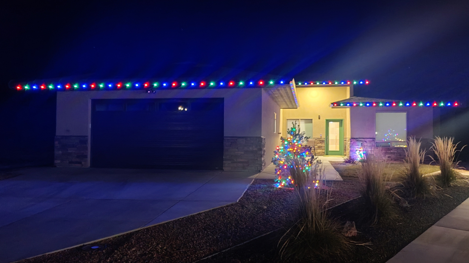 House with Permanent Lighting at night